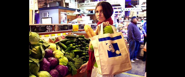 do good things stylishly with this designer reusable grocery tote by skn